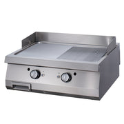 Plaque de cuisson Demi-rainurée en chrome - Double unité - Profondeur de 90 cm - Gaz 1.5 L 18.0 kW Maxima - Plancha gaz professionnel CHR - matériel cuisine pro - Cuistéo