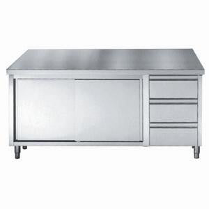 Plan de travail 2 portes et tiroirs 1600x700mm inox Combisteel - vue 2 - Meuble bas inox pro CHR - Cuistéo