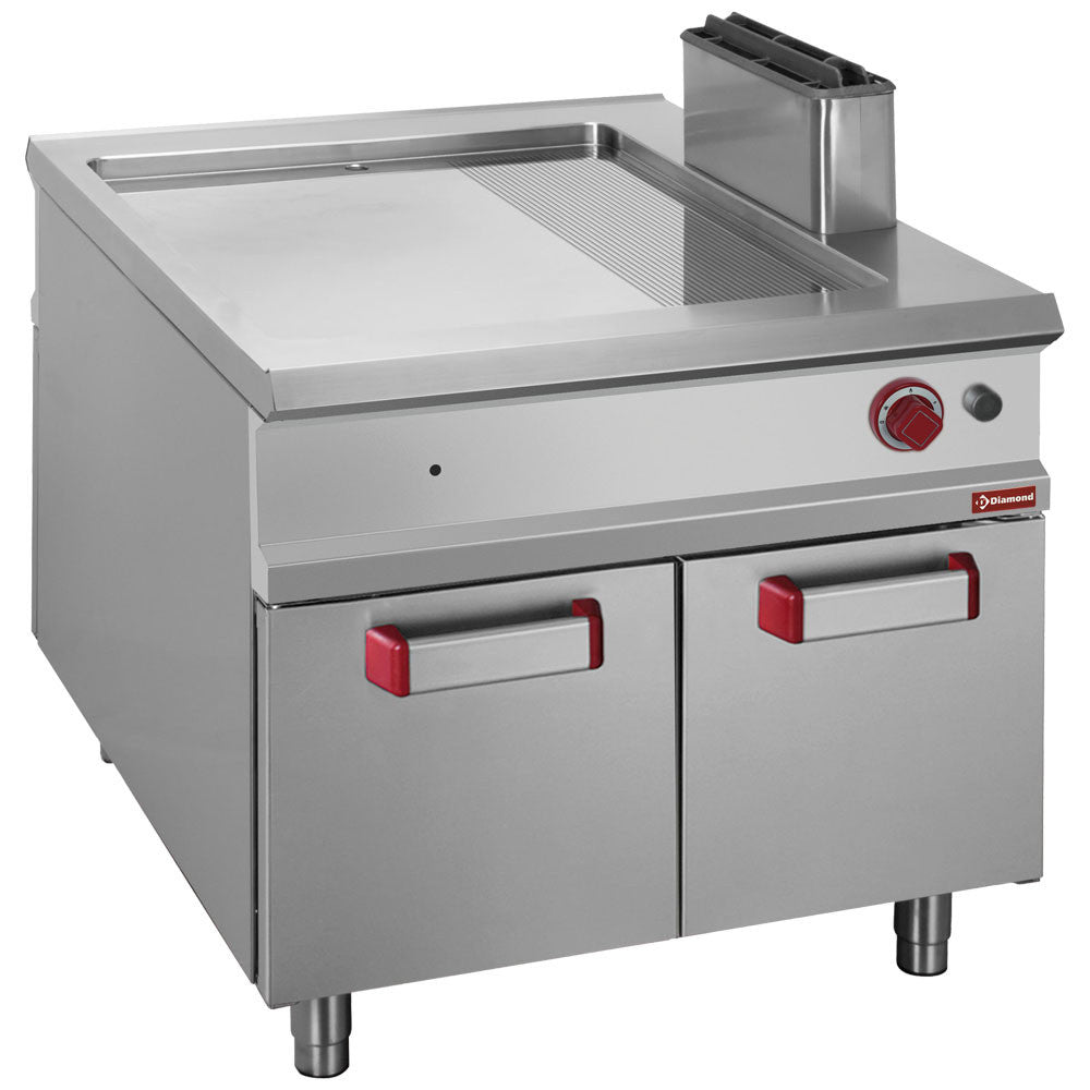 Plaque de cuisson 2/3 lisse et 1/3 rainurée gaz - Diamond