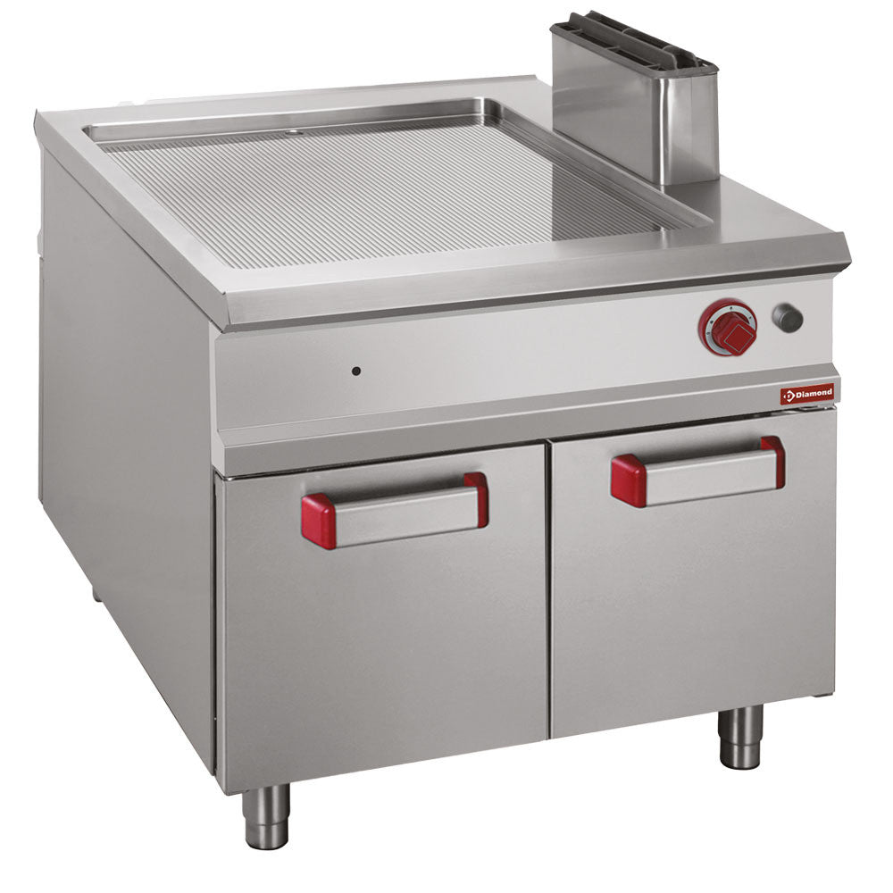 Plaque de cuisson rainurée gaz - GN2/1 - Diamond
