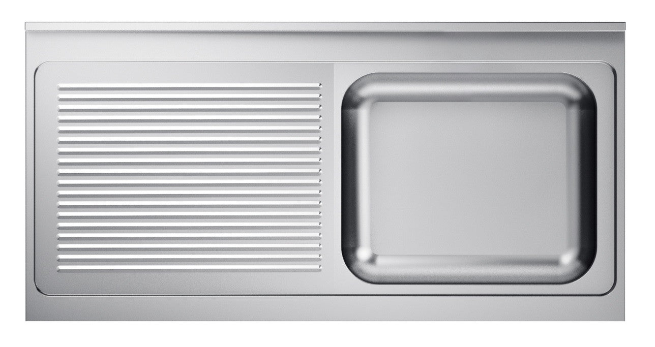 Evier à droite 1400x 700 mm inox Combisteel - vue 3 - Table inox avec étagère pro CHR - Cuistéo