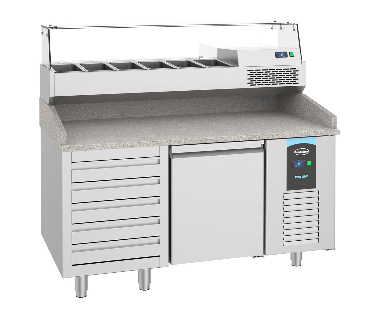 Table réfrigérée pizza porte et tiroirs inox 1550x800x1080 mm 380 L 0.2 kW Combisteel - vue 5 - Table réfrigérée pizza pro CHR - Cuistéo