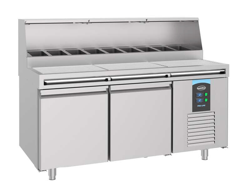 Table préparation pour pizza 2 portes inox 1790x850x1360 mm 460 L 0.3 kW Combisteel - vue 3 - Table réfrigérée pizza pro CHR - Cuistéo