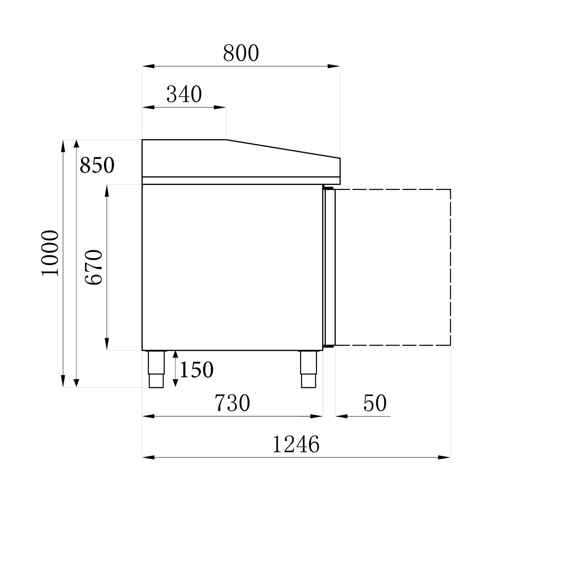Table réfrig. pizza 2 portes 7 tiroirs inox 2025x800x1000 mm 580 L 0.34 kW Combisteel - vue 5 - Table réfrigérée pizza pro CHR - Cuistéo
