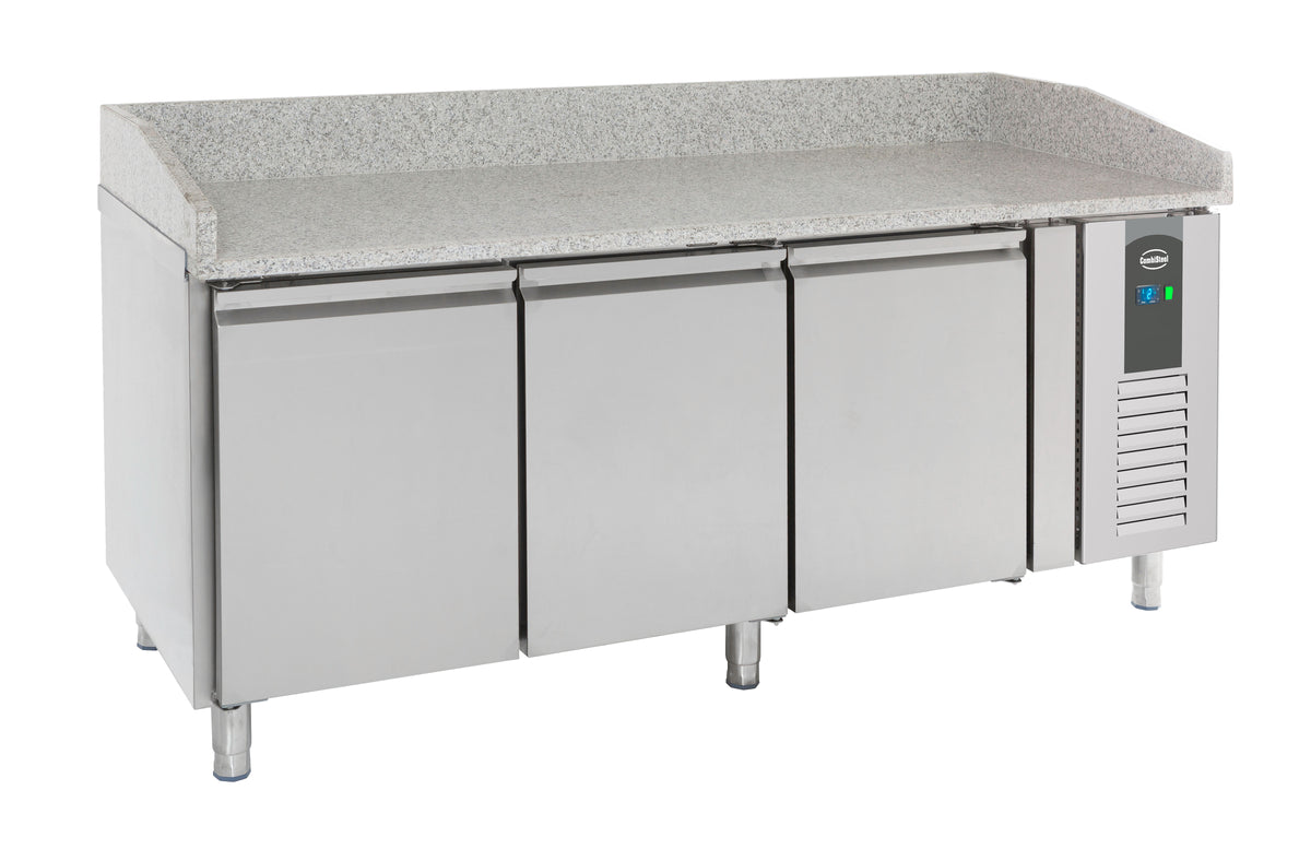 Table de préparation pizza 3 portes inox 580L - Réfrigérée 2025x800x1000 mm 0.34 kW Combisteel - vue 3 - Table réfrigérée pizza pro CHR - Cuistéo