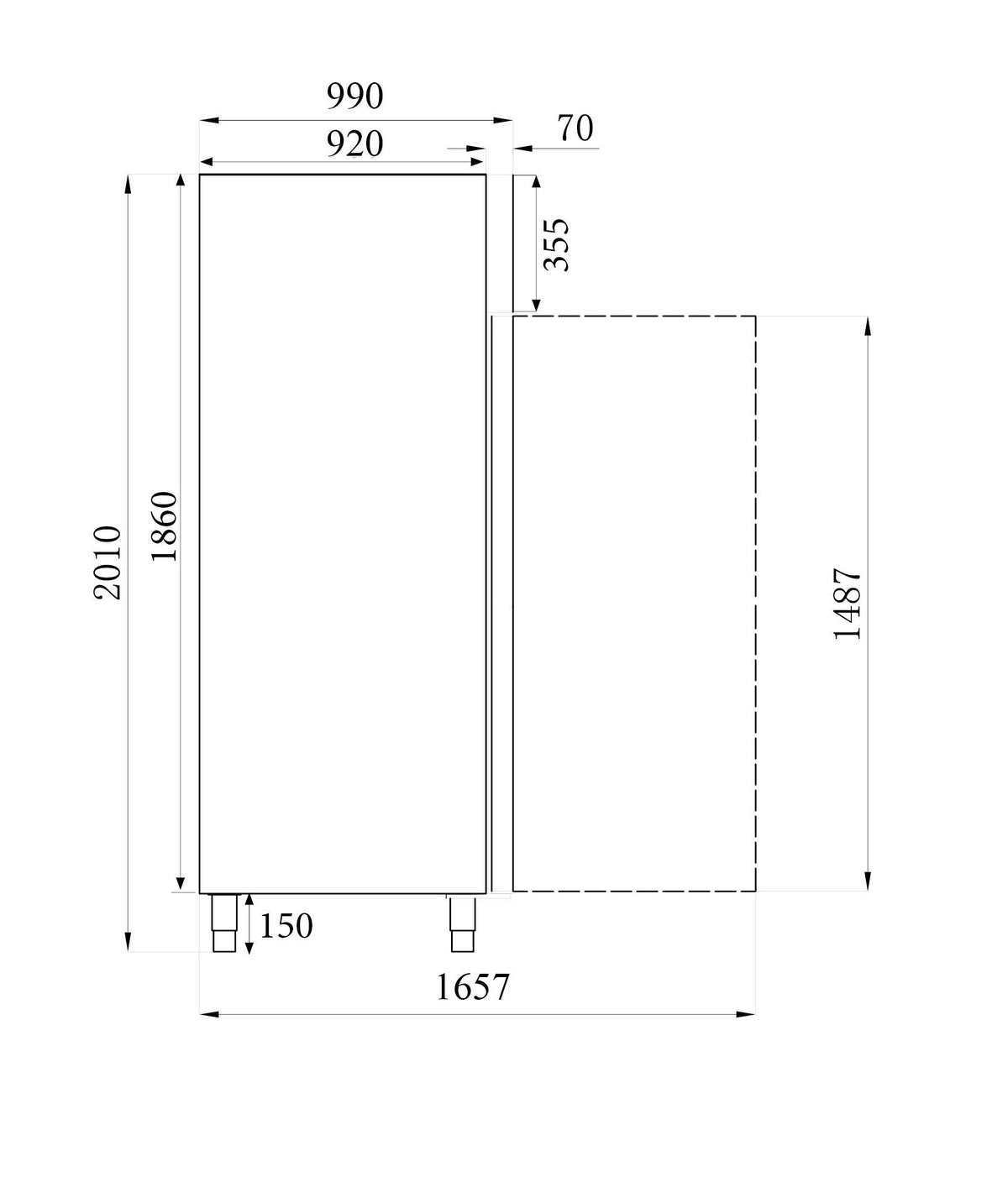 Congélateur pâtisserie 737L inox statique numérique 1 porte -18/-22°C 740x990x2010 mm 0.63 kW Combisteel - vue 4 - Armoire réfrigérée négative pro CHR - Cuistéo