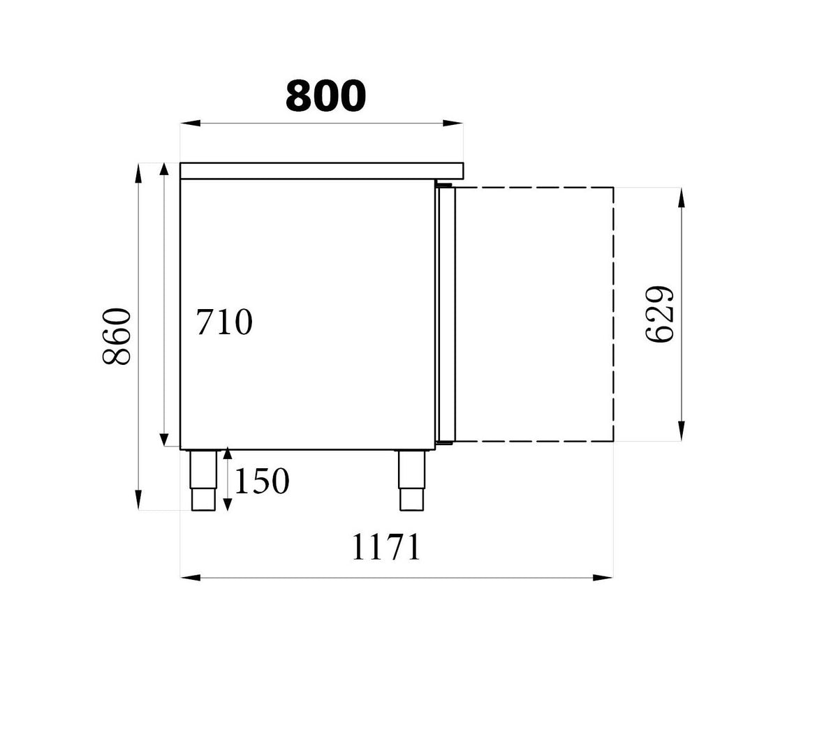 Table réfrigérée pâtisserie 2 portes inox 1510x800x860 mm 428 L 0.34 kW Combisteel - vue 4 - Tour Réfrigéré pro CHR - Cuistéo
