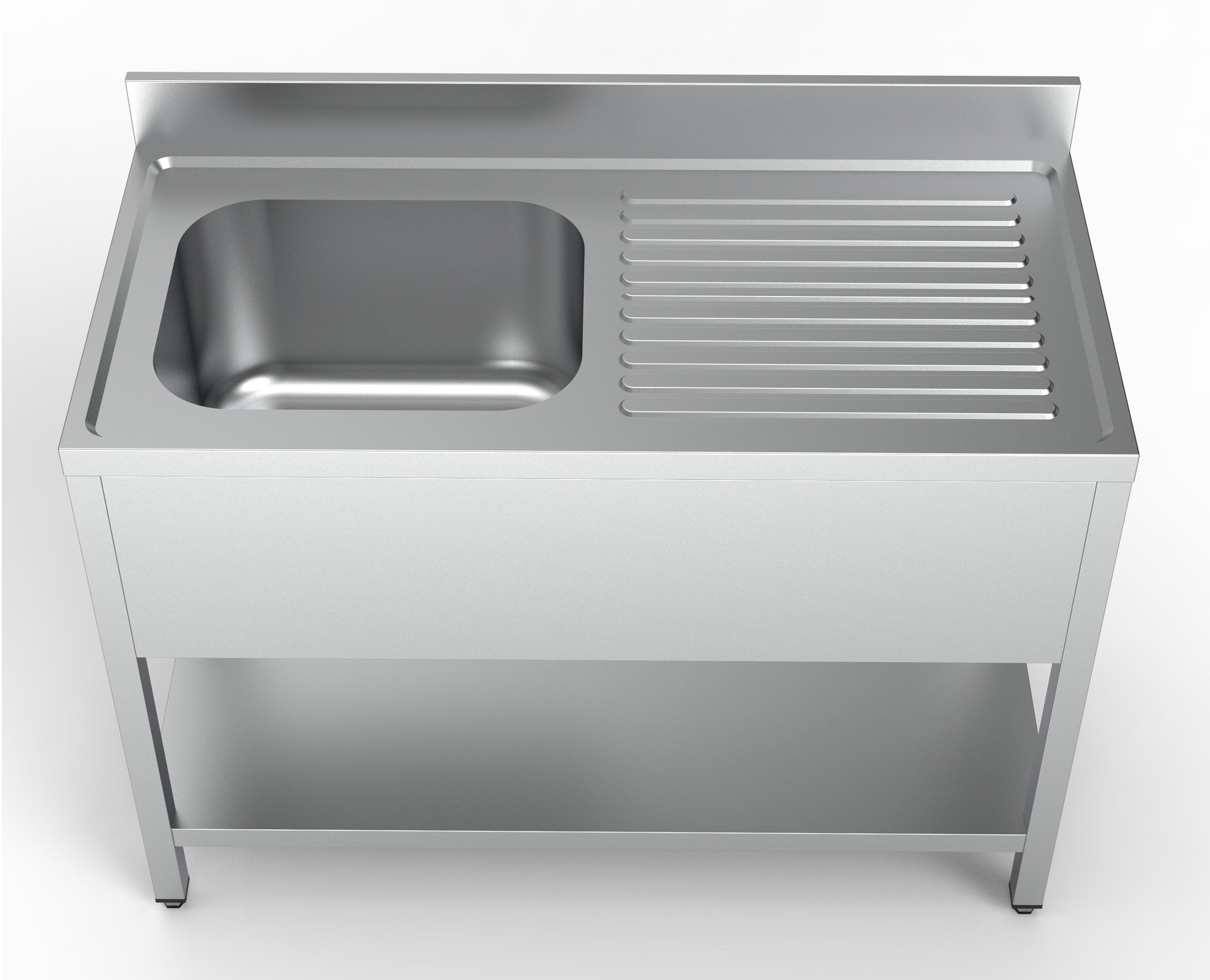 Plonge évier gauche ouvert 1 étagère inox 500x600x250 mm Combisteel - vue 4 - Table inox avec étagère pro CHR - Cuistéo