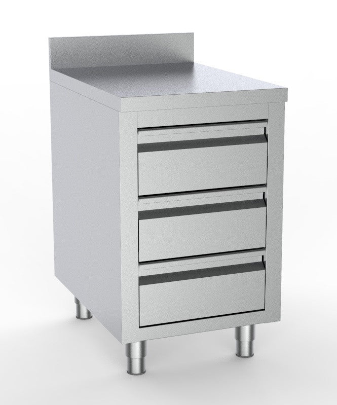 Table de travail 3 tiroirs inox 1200x700x850 mm Combisteel - vue 2 - Meuble bas inox pro CHR - Cuistéo