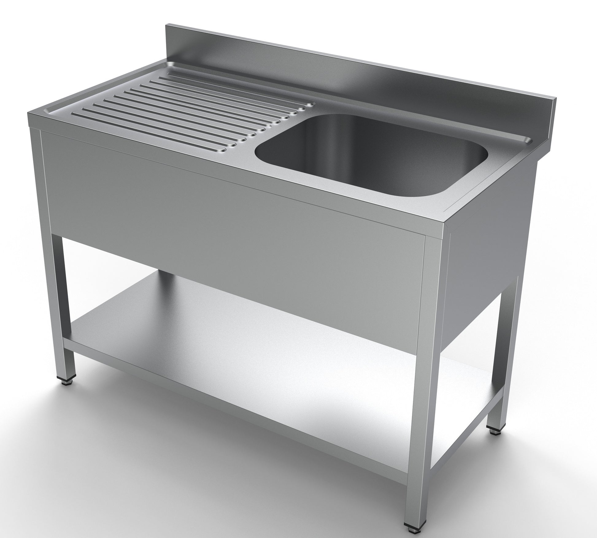 Plonge avec étagère bac à droite 1200x600 inox Combisteel - vue 3 - Table inox avec étagère pro CHR - Cuistéo