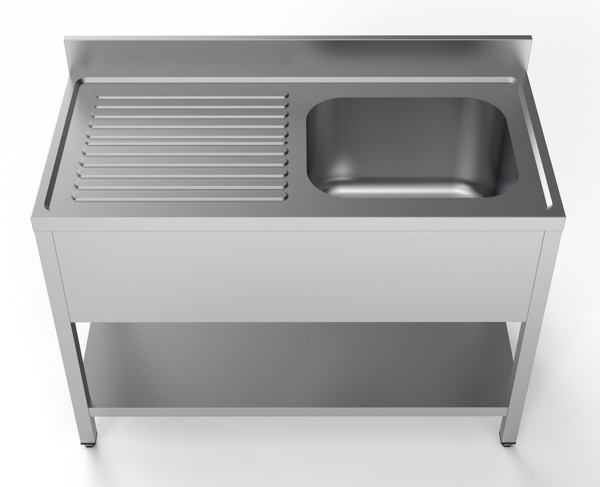 Plonge avec étagère bac à droite 1200x600 inox Combisteel - vue 4 - Table inox avec étagère pro CHR - Cuistéo