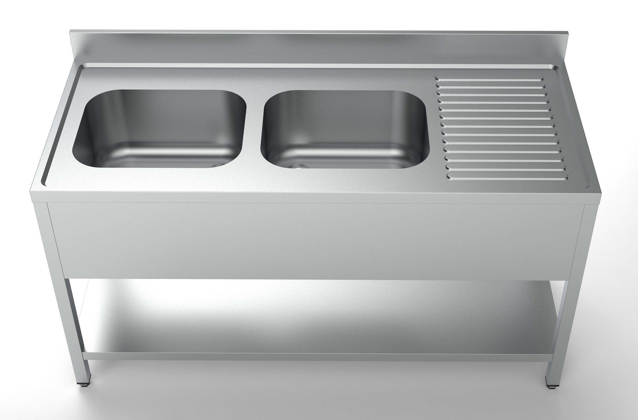 Bloc-évier étagère 2 à gauche inox 400x700x250 mm Combisteel - vue 4 - Table inox avec étagère pro CHR - Cuistéo