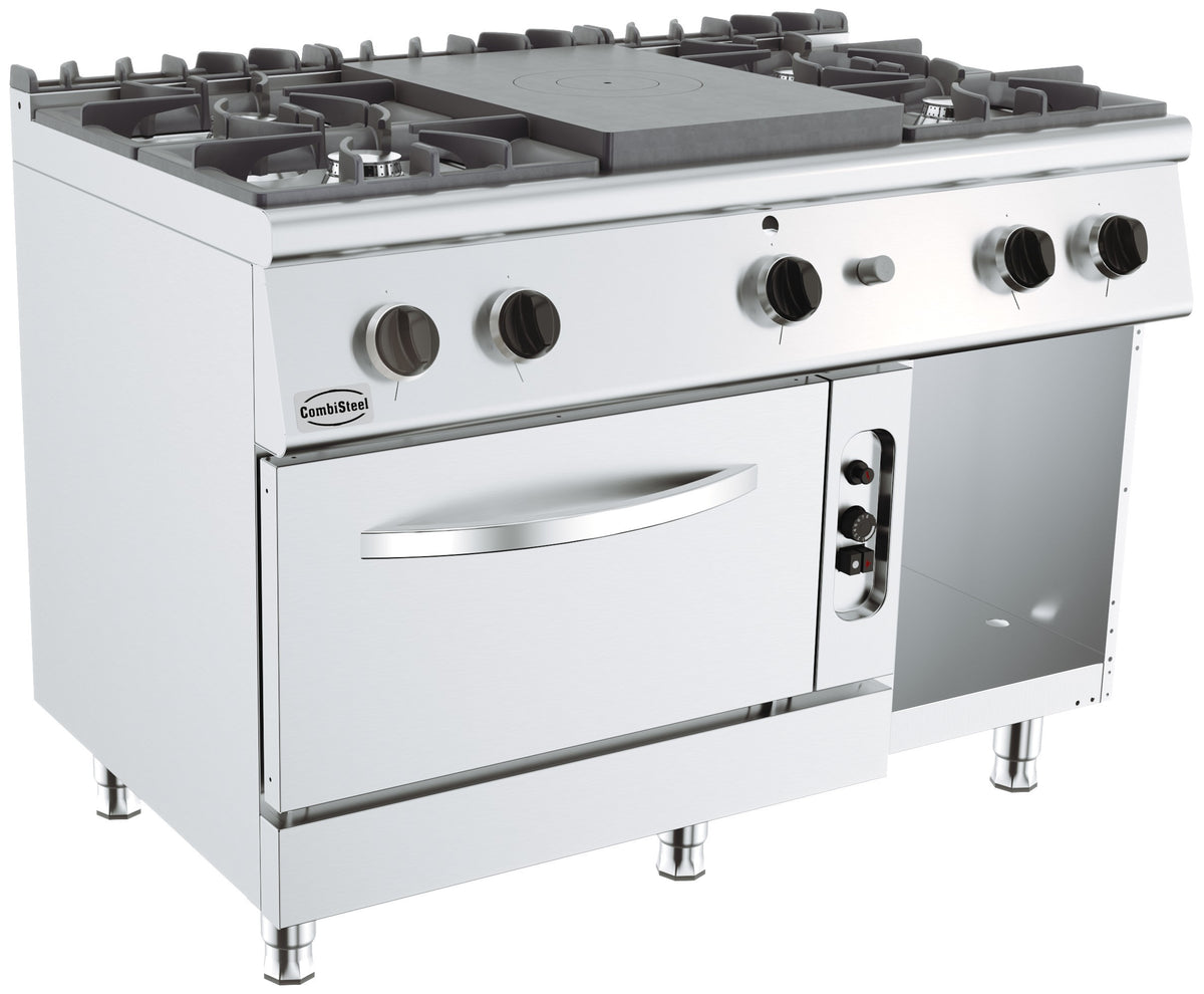 Cuisinière plaques 4 bruleurs avec four gaz 1200x700x900 mm 4 L 38.5 kW Combisteel - vue 2 - Four mixte pro CHR - Cuistéo