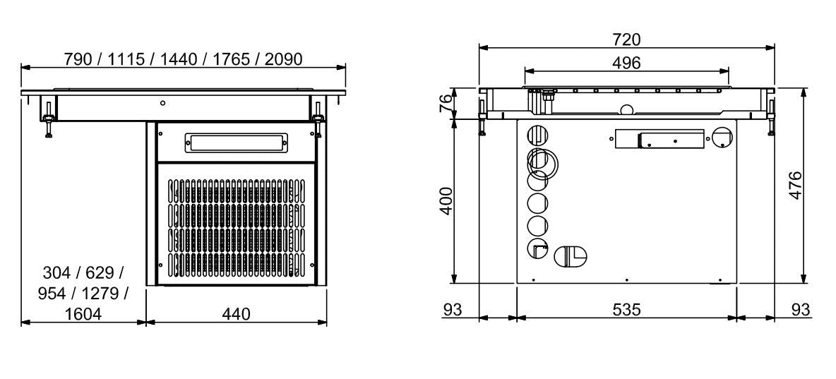 Drop-in plan réfrigérée 2/1 inox 790x720x476 mm 0.245 kW Combisteel - vue 4 - Cuve Réfrigérée Drop-In pro CHR - Cuistéo