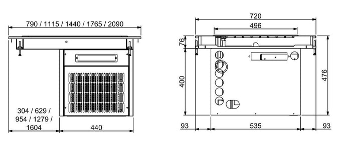 Drop-in plan réfrigérée 2/1 inox 790x720x476 mm 0.245 kW Combisteel - vue 4 - Cuve Réfrigérée Drop-In pro CHR - Cuistéo