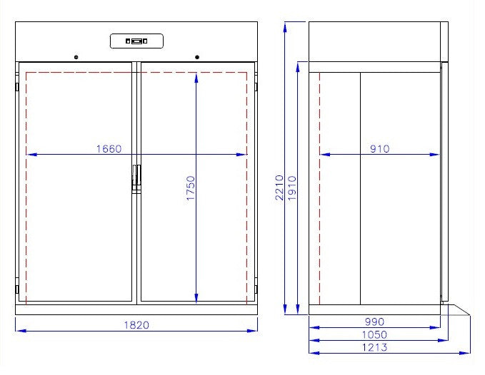 Congélateur professionnel 1400L en acier inox mono block 2 portes -10/-20°C LED verrouillable 1820x1210x2210 mm 0.6 kW Combisteel - vue 6 - Armoire réfrigérée négative pro CHR - Cuistéo