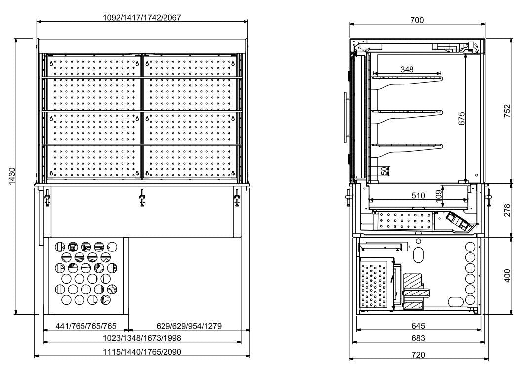 Drop-in vitrine cubique réfrigérée 1765x720x1430 mm 1.26 kW Combisteel - vue 4 - Vitrine Réfrigérée Drop-In pro CHR - Cuistéo