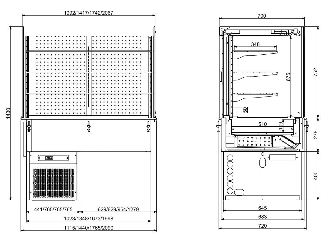 Drop-in vitrine réfrigérée 1440x720x1430 mm 1.09 kW Combisteel - vue 4 - Vitrine Chaude Drop-In pro CHR - Cuistéo