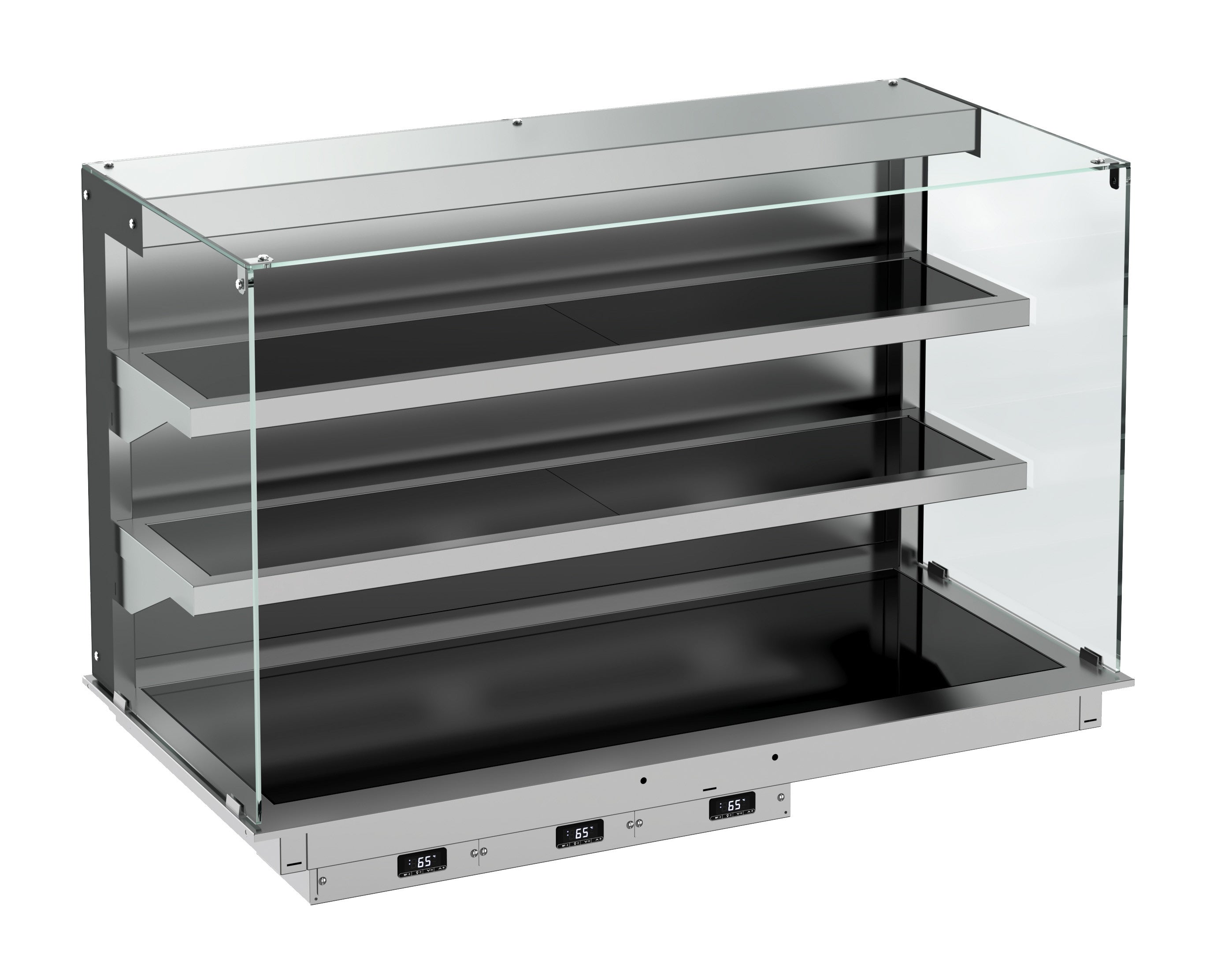Drop-in vitrine cubique chauffante avec plaque vitro ceramique modèle mural - noir 5/1 1765x720x924 mm 6.035 kW Combisteel - vue 3 - Vitrine Chaude Drop-In pro CHR - Cuistéo
