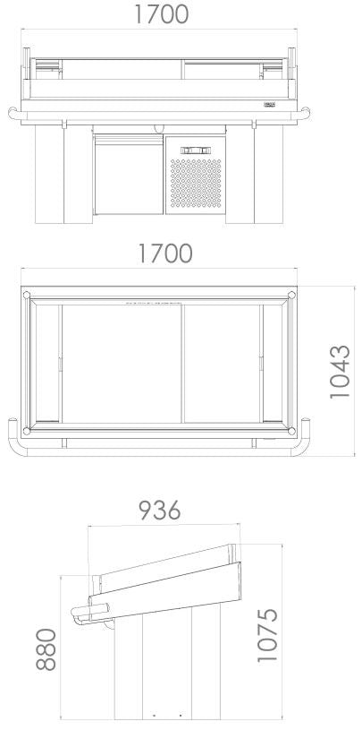 Comptoir à poisson inox 1800x1630x1088 mm Combisteel - vue 4 - Table inox avec étagère pro CHR - Cuistéo