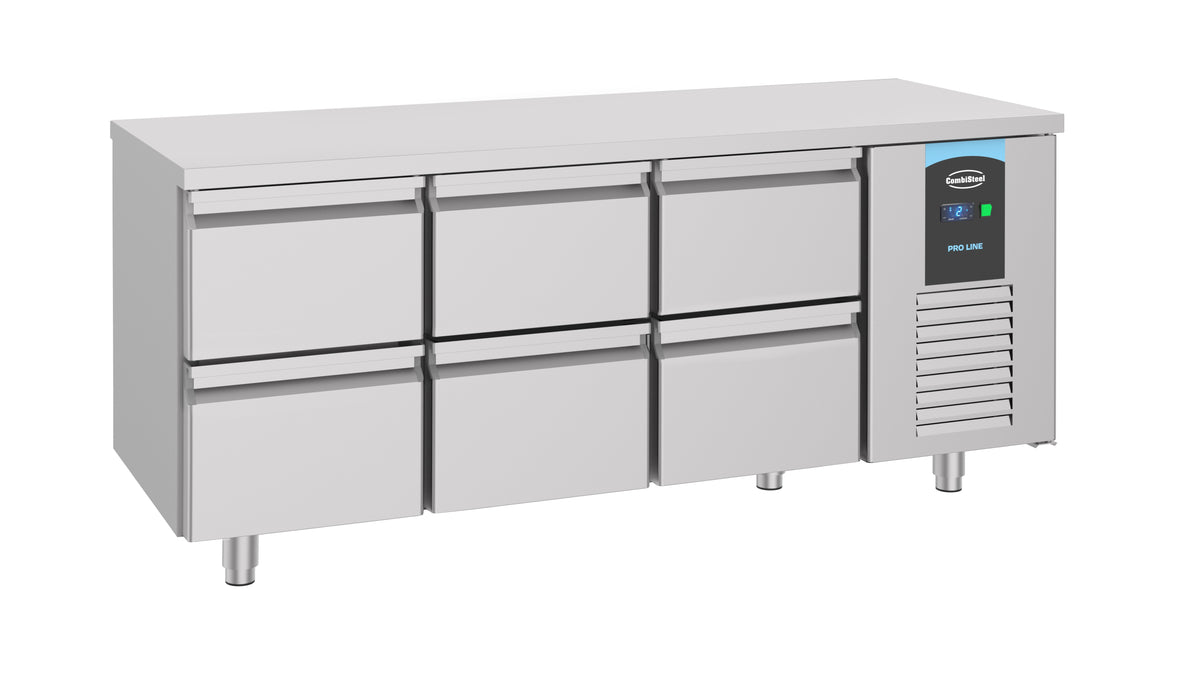 Table réfrigérée 6 tiroirs Energy line inox 1865x700x850 mm 474 L 0.05 kW Combisteel - vue 3 - Table réfrigérée positive pro CHR - Cuistéo