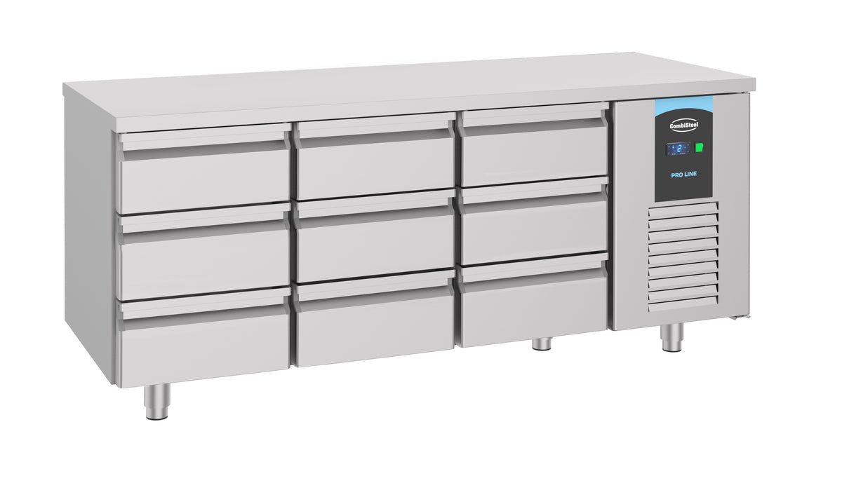 Table réfrigérée 9 tiroirs energy line inox 1865x700x850 mm 474 L 0.227 kW Combisteel - vue 3 - Table réfrigérée positive pro CHR - Cuistéo