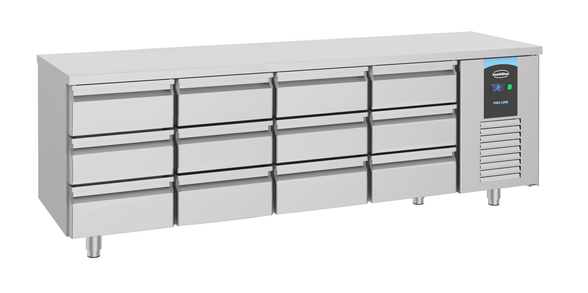 Table réfrigérée 12 tiroirs Energy line inox 2330x700x850 mm 632 L 0.308 kW Combisteel - vue 3 - Table réfrigérée positive pro CHR - Cuistéo