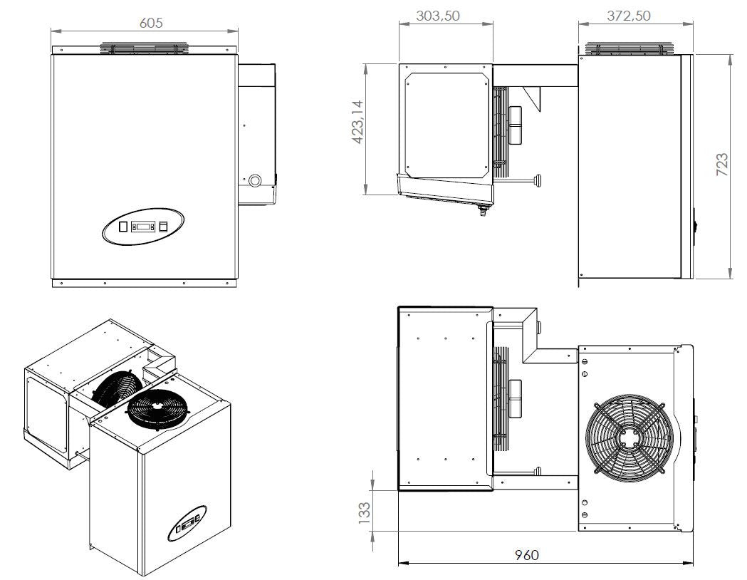 Unité de refroidissement type négatif 6.6 - 9 m3 605x960x723 mm 6.6 L 1.6 kW Combisteel - vue 4 - Groupe Négatif pro CHR - Cuistéo