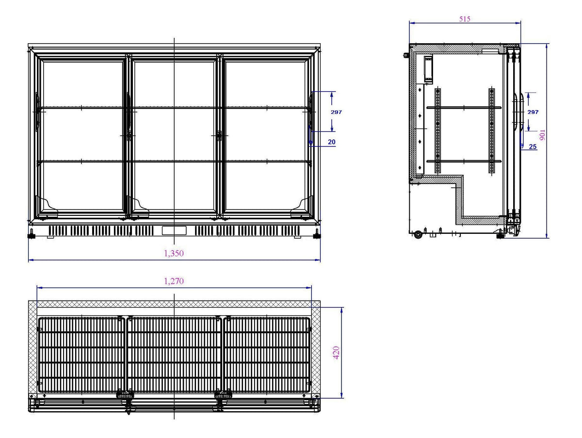 Arrière bar réfrigérée 1350x520x900 mm 330 L 0.265 kW Combisteel - vue 4 - Arrière-bar réfrigéré pro CHR - Cuistéo