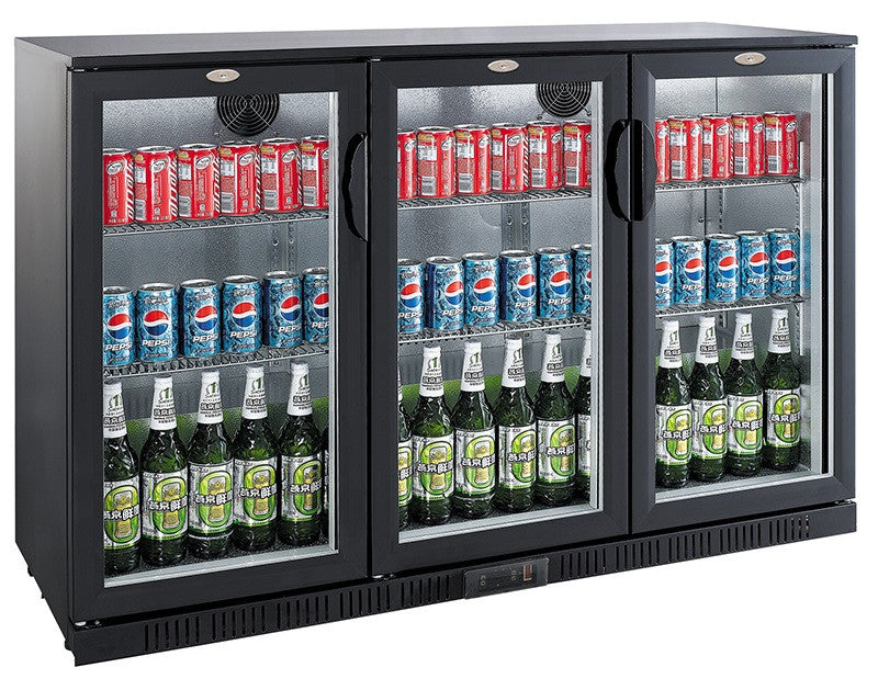 Arrière bar réfrigérée 3 portes noir 1350x520x850 mm 320 L 0.265 kW Combisteel - vue 3 - Arrière-bar réfrigéré pro CHR - Cuistéo
