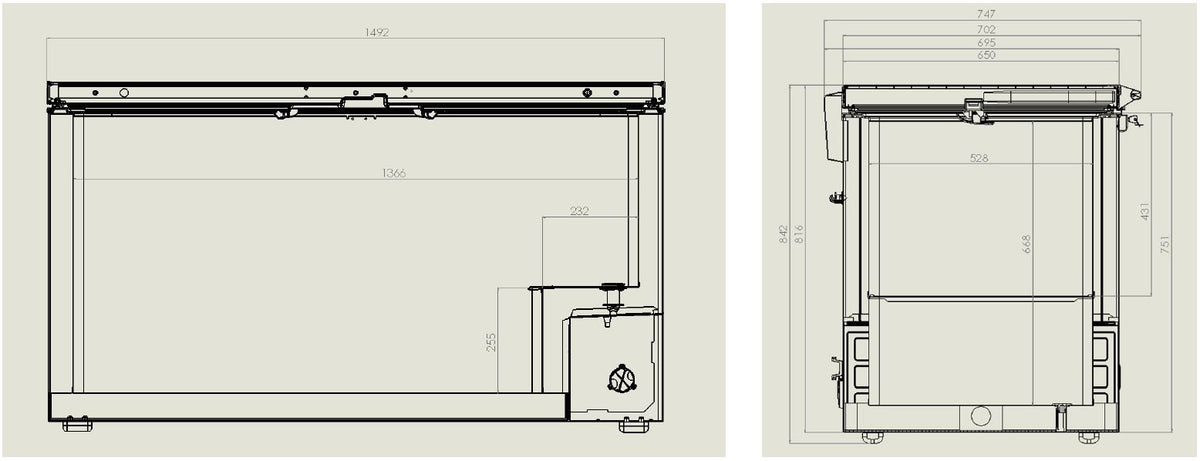 Congélateur bahut couvercle en inox 469 l 1492x743x840 mm 0.19 kW Combisteel - vue 4 - Congélateur coffre pro CHR - Cuistéo
