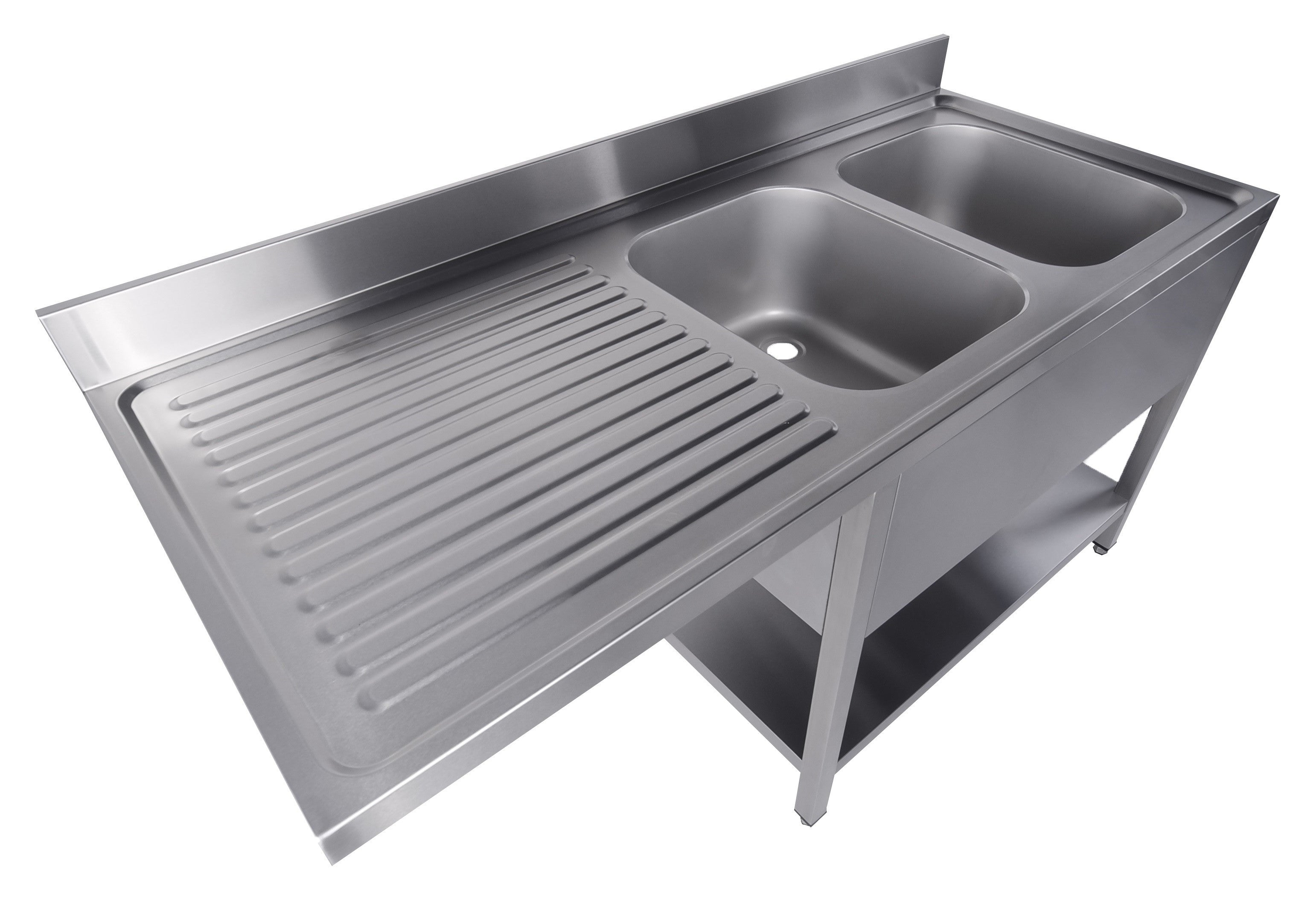 700 bloc-évier étagère lave-vaisselle démontable 2 à droite 1600 inox 400x700x300 mm Combisteel - vue 6 - Plonge inox lave-vaisselle pro CHR - Cuistéo
