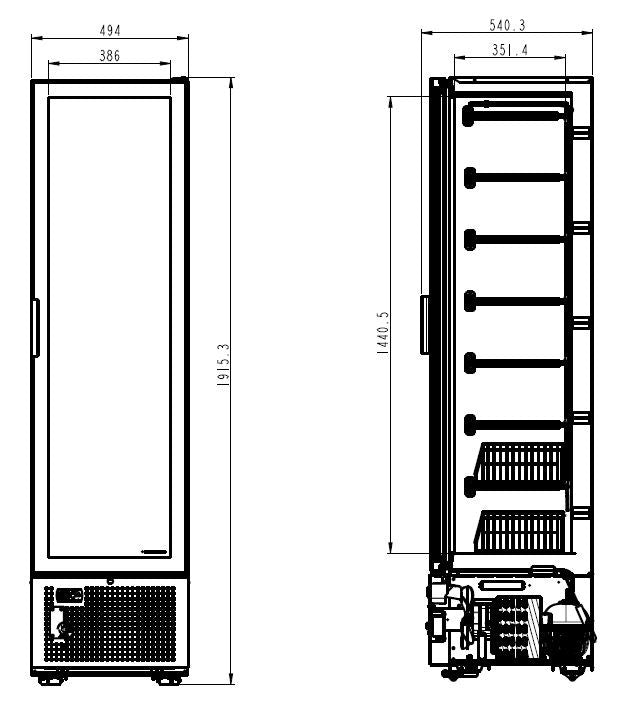 Congélateur 1 porte en verre noir 221L statique verrouillable LED R290 -18/-24°C 494x521x1915 mm 0.33 kW Combisteel - vue 4 - Armoire réfrigérée négative pro CHR - Cuistéo