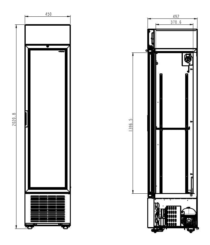 Réfrigérateur 1 porte en verre noir 232l 450x497x2024 mm 0.21 kW Combisteel - vue 4 - Armoire à boissons pro CHR - Cuistéo