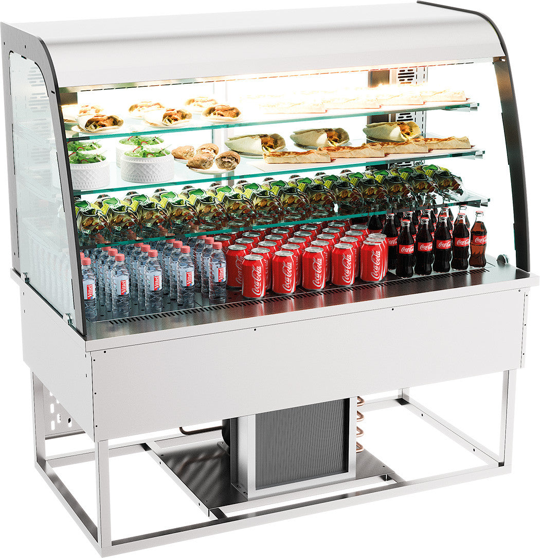 Drop-in vitrine réfrigérée 200l ouvert 1400x700x850 mm 0.75 kW Combisteel - vue 2 - Plan Réfrigéré Drop-In pro CHR - Cuistéo