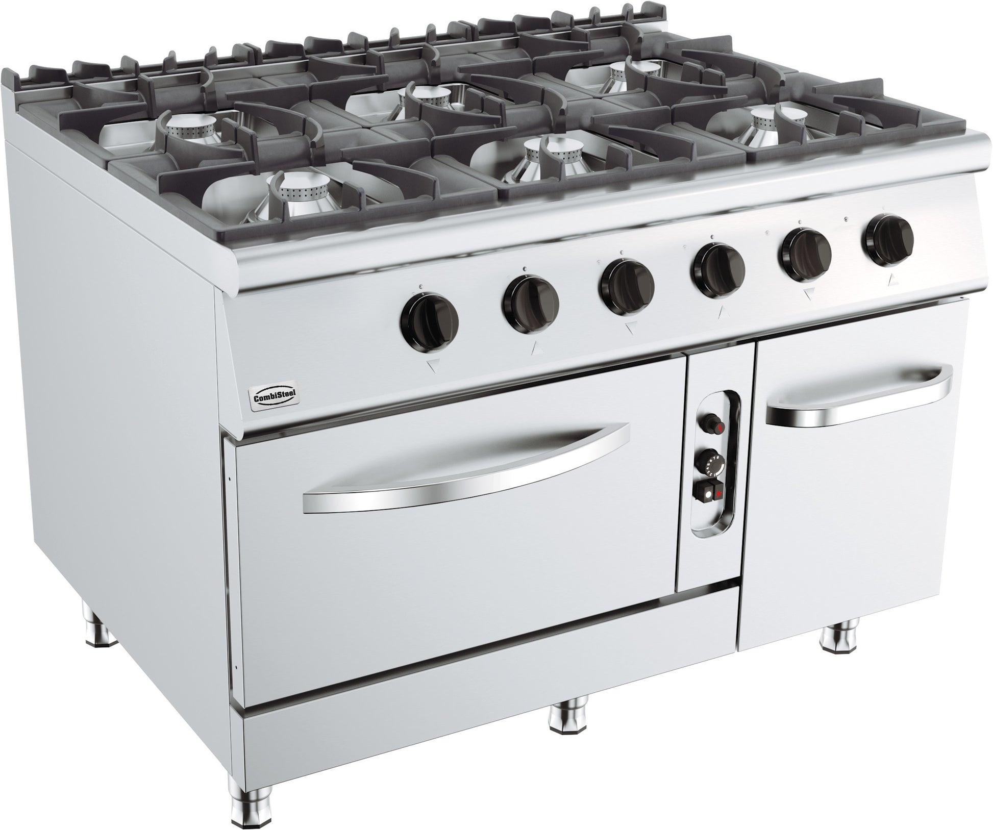 Cuisinière à gaz 6 bruleurs avec four à gaz 1200x900x900 mm 6 L 57 kW Combisteel - vue 2 - Four mixte pro CHR - Cuistéo