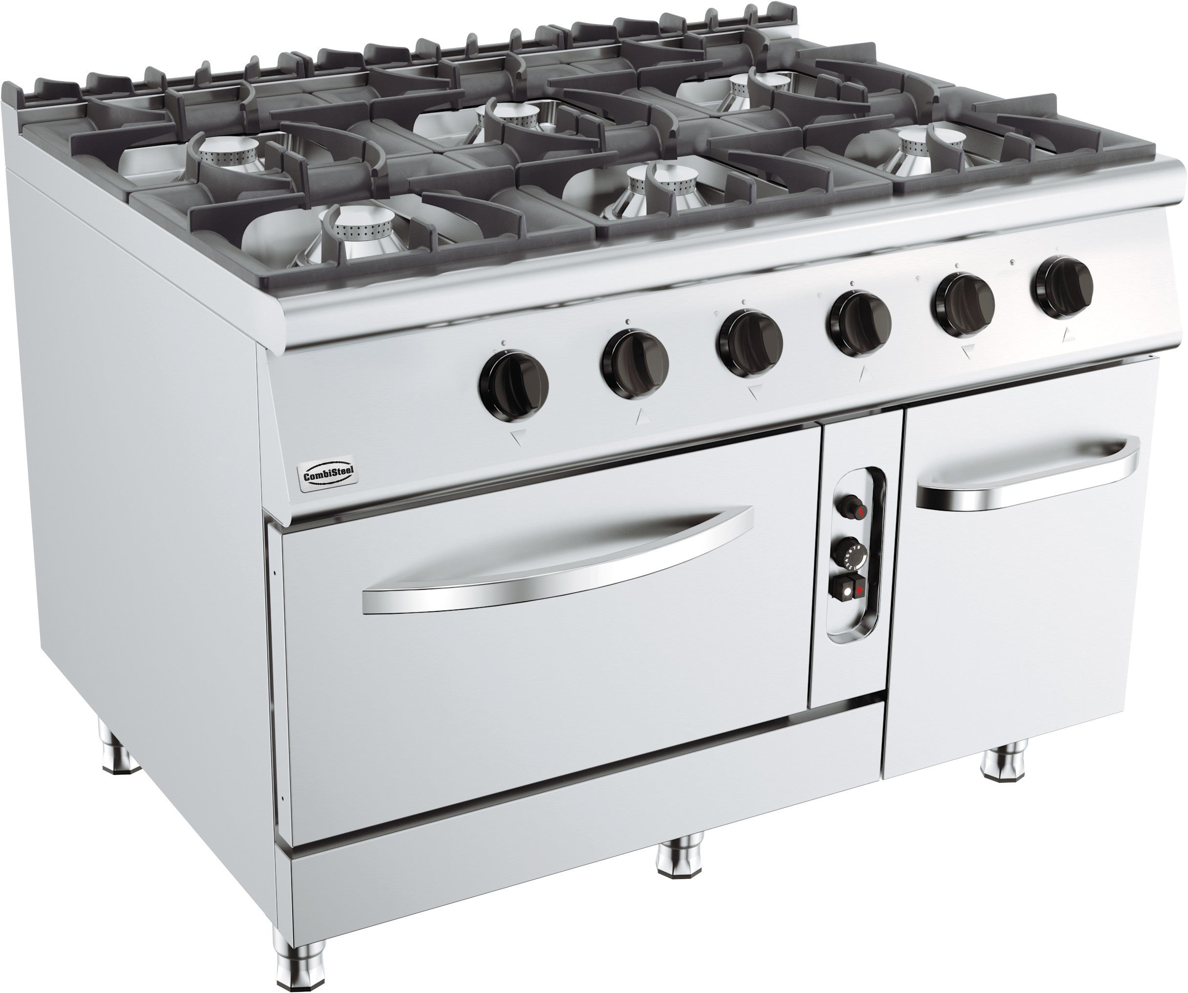 Cuisinière à gaz 6 bruleurs avec four à gaz 1200x900x900 mm 6 L 57 kW Combisteel - vue 2 - Four mixte pro CHR - Cuistéo