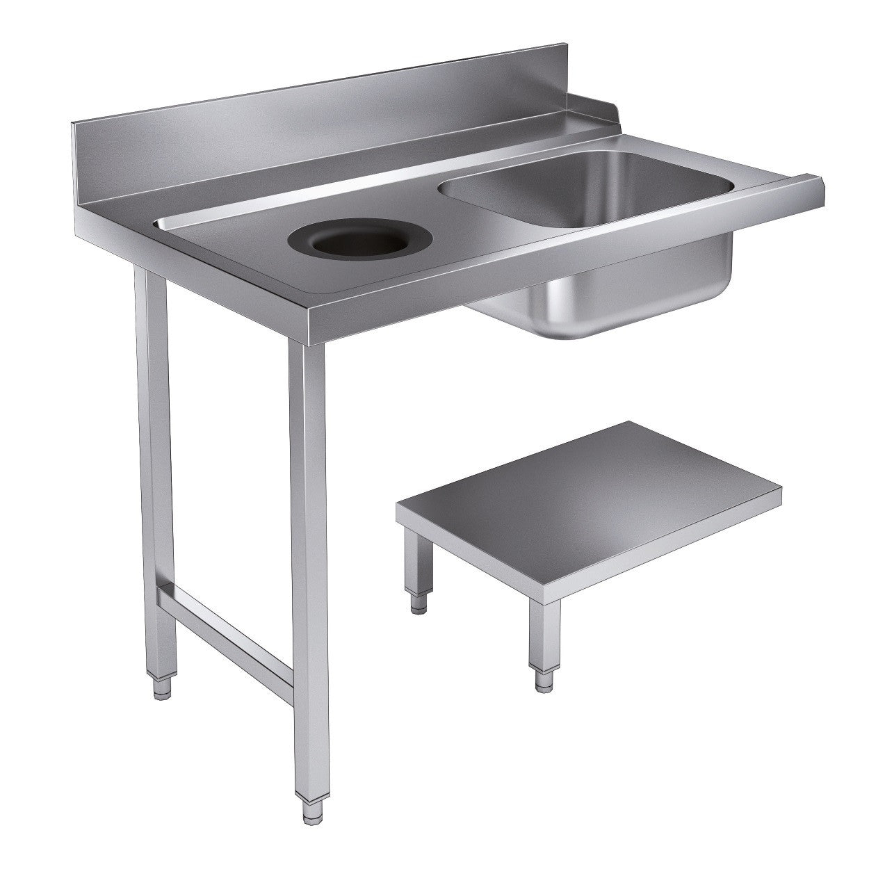 Table d'approvisionement étagère avec trou déchets 1200 à gauche inox 1200x750x900 mm Combisteel - vue 2 - Table entrée/sortie pro CHR - Cuistéo