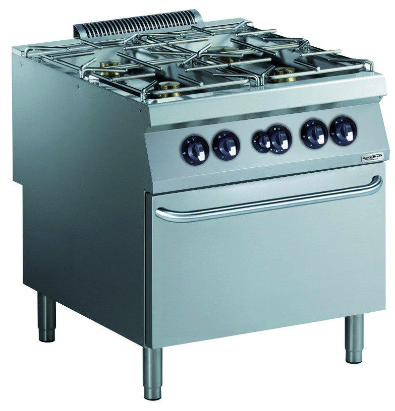 Cuisinière gaz 4 bruleurs avec four gaz 4 L 48.5 kW Combisteel - vue 2 - Four mixte pro CHR - Cuistéo