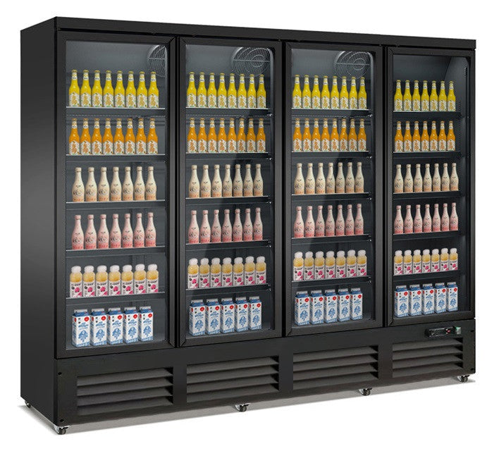 Réfrigérateur 4 portes vitrées noir 20 grilles 2500x705x2050 mm 2000 L 1.24 kW Combisteel - vue 2 - Armoire à boissons pro CHR - Cuistéo