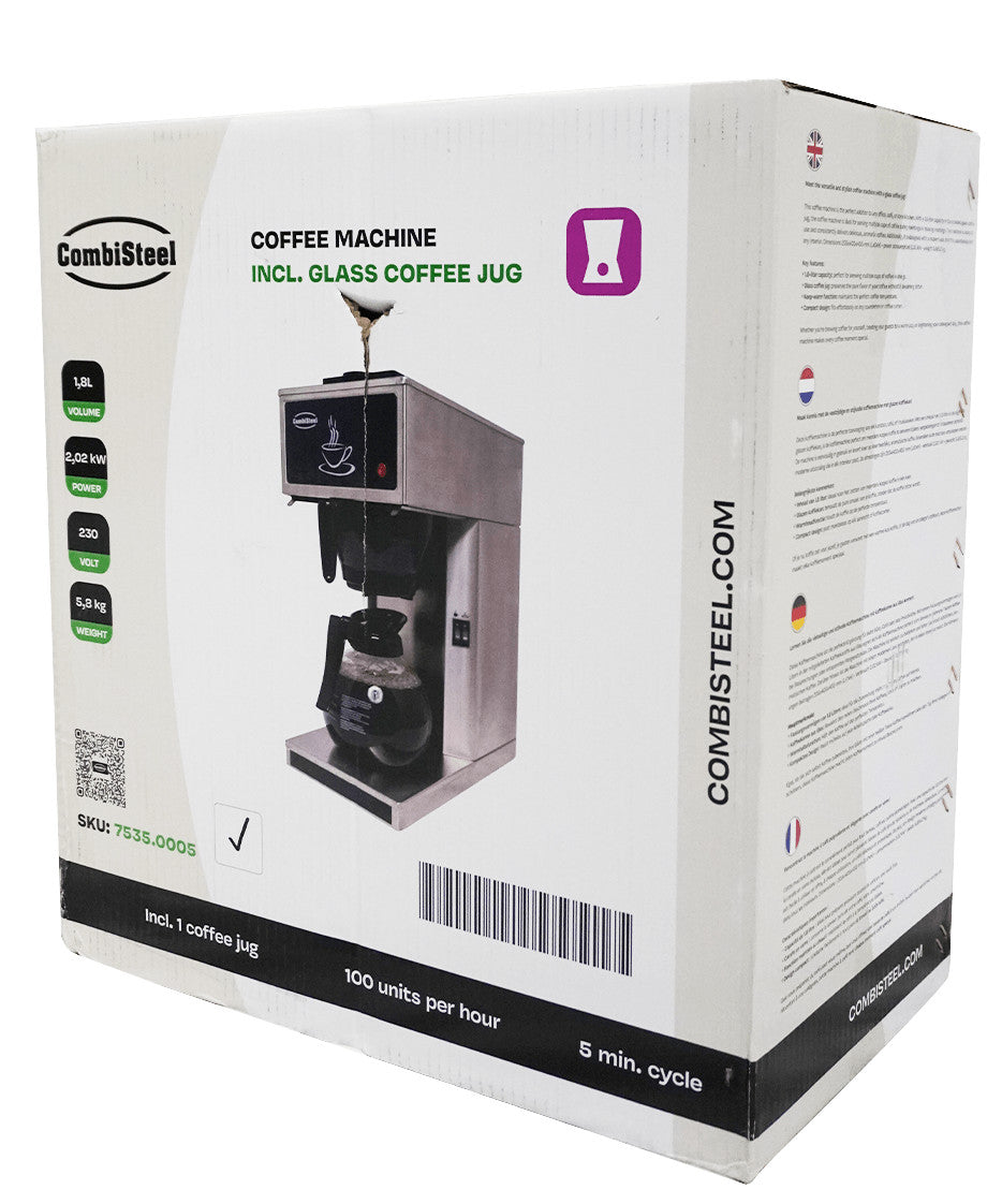 Machine café 1 carafe en verre 1.8 l 205x405x455 mm 2.02 kW Combisteel - vue 9 - Machine à café professionnelle pro CHR - Cuistéo
