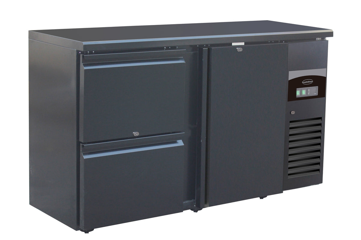 Arrière bar réfrigérée noir 1 porte et 2 tiroirs 1462x513x860 mm 350 L 0.28 kW Combisteel - vue 2 - Arrière-bar réfrigéré pro CHR - Cuistéo