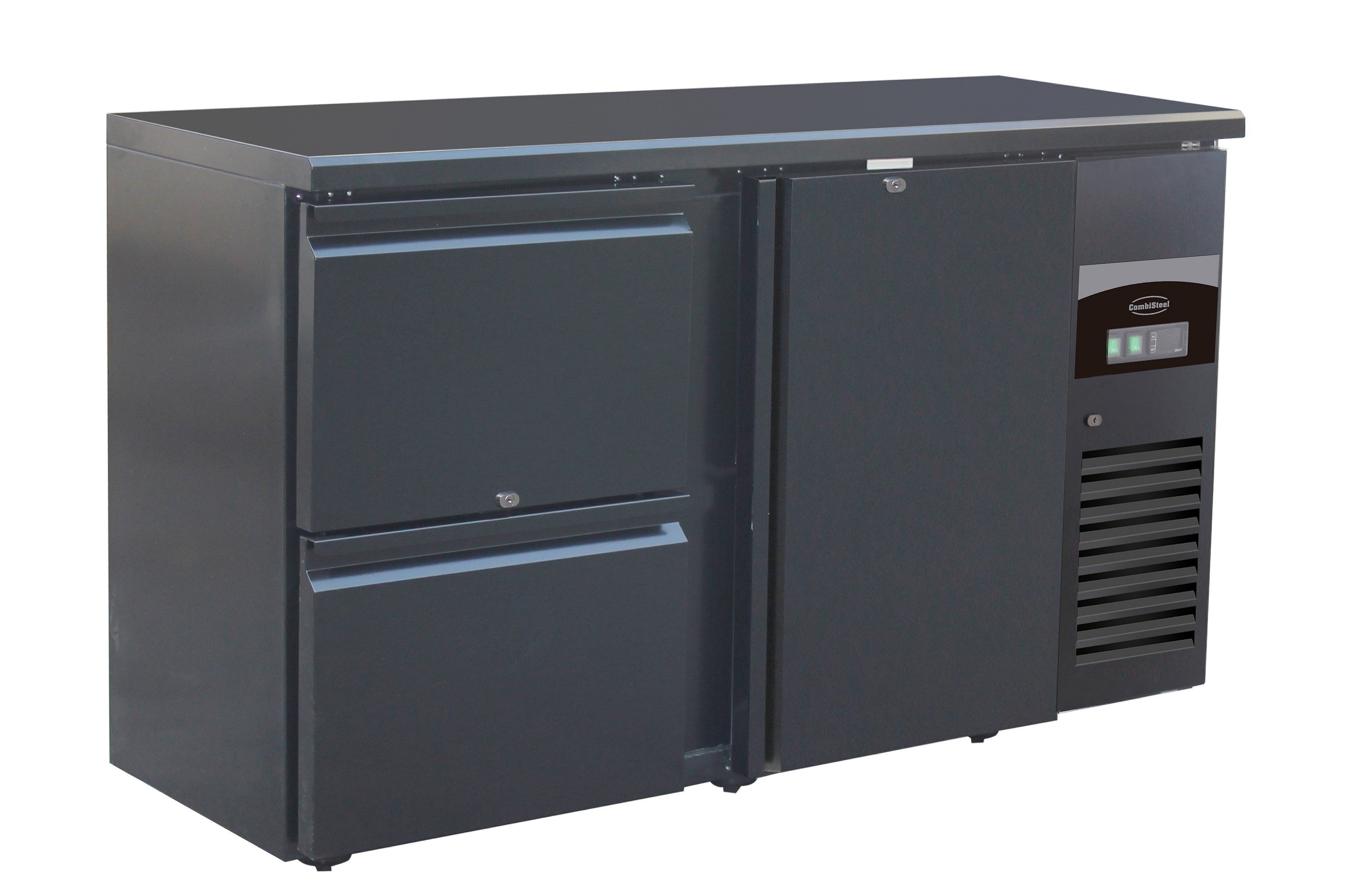 Arrière bar réfrigérée noir 1 porte et 2 tiroirs 1462x513x860 mm 350 L 0.28 kW Combisteel - vue 2 - Arrière-bar réfrigéré pro CHR - Cuistéo