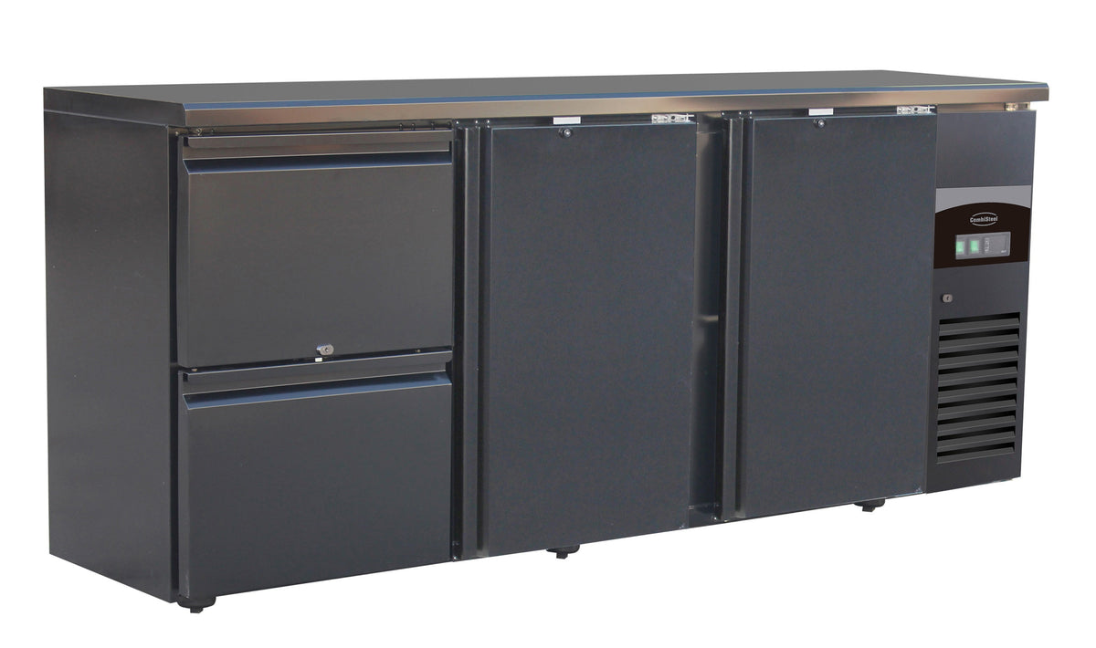 Arrière bar réfrigérée noir 2 portes et 2 tiroirs 2002x513x860 mm 537 L 0.28 kW Combisteel - vue 2 - Arrière-bar réfrigéré pro CHR - Cuistéo
