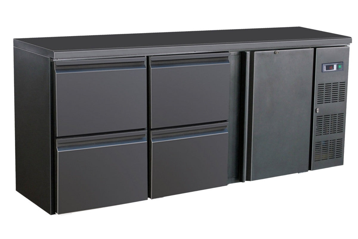 Arrière bar réfrigérée noir 1 porte et 4 tiroirs 2002x513x860 mm 537 L 0.28 kW Combisteel - vue 2 - Arrière-bar réfrigéré pro CHR - Cuistéo