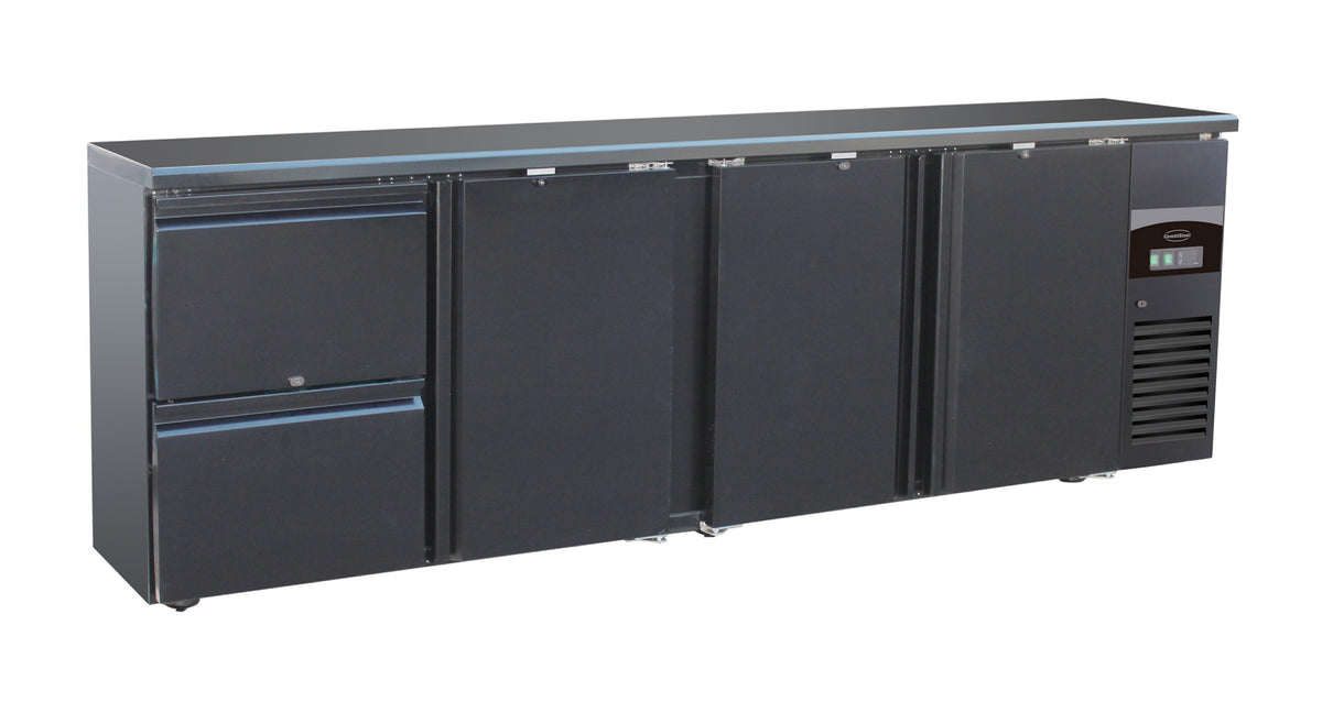 Arrière bar réfrigérée noir 3 portes et 2 tiroirs 2542x513x860 mm 698 L 0.44 kW Combisteel - vue 2 - Arrière-bar réfrigéré pro CHR - Cuistéo
