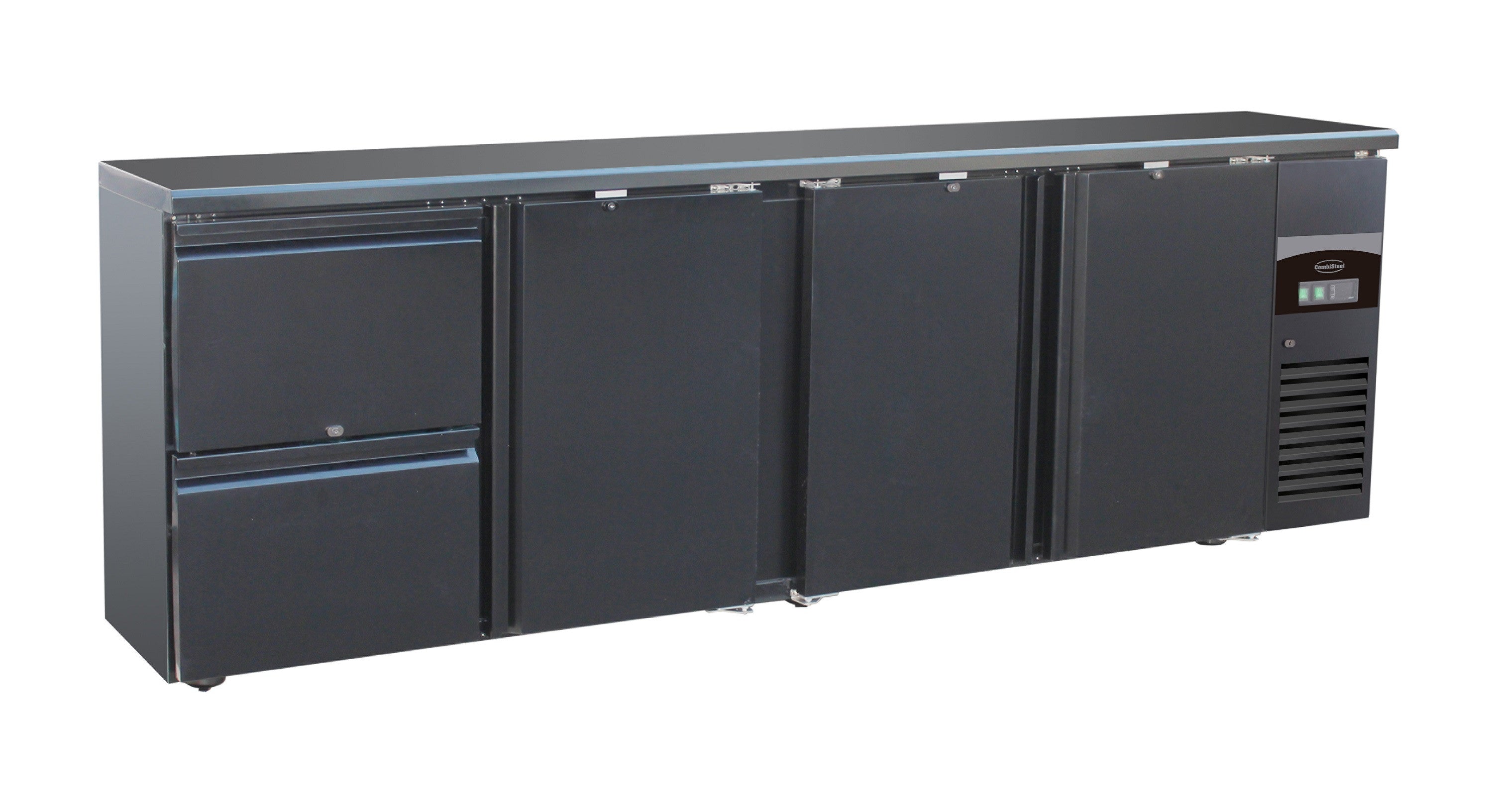 Arrière bar réfrigérée noir 3 portes et 2 tiroirs 2542x513x860 mm 698 L 0.44 kW Combisteel - vue 2 - Arrière-bar réfrigéré pro CHR - Cuistéo