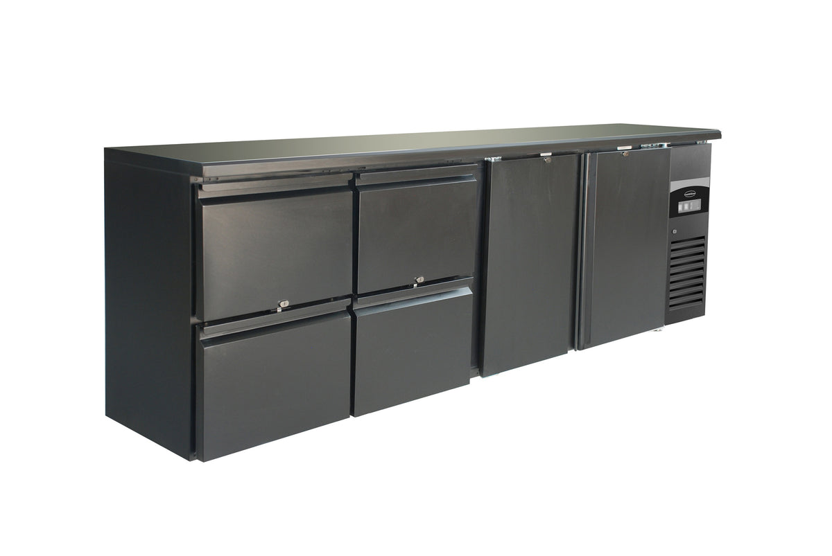 Arrière bar réfrigérée noir 2 portes et 2 tiroirs 2542x513x860 mm 698 L 0.44 kW Combisteel - vue 2 - Arrière-bar réfrigéré pro CHR - Cuistéo