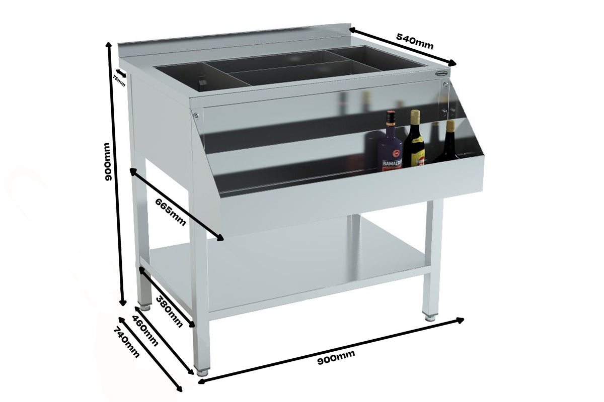 Bar à cocktails sans évier - 900 mm - Bar comptoir - Combisteel