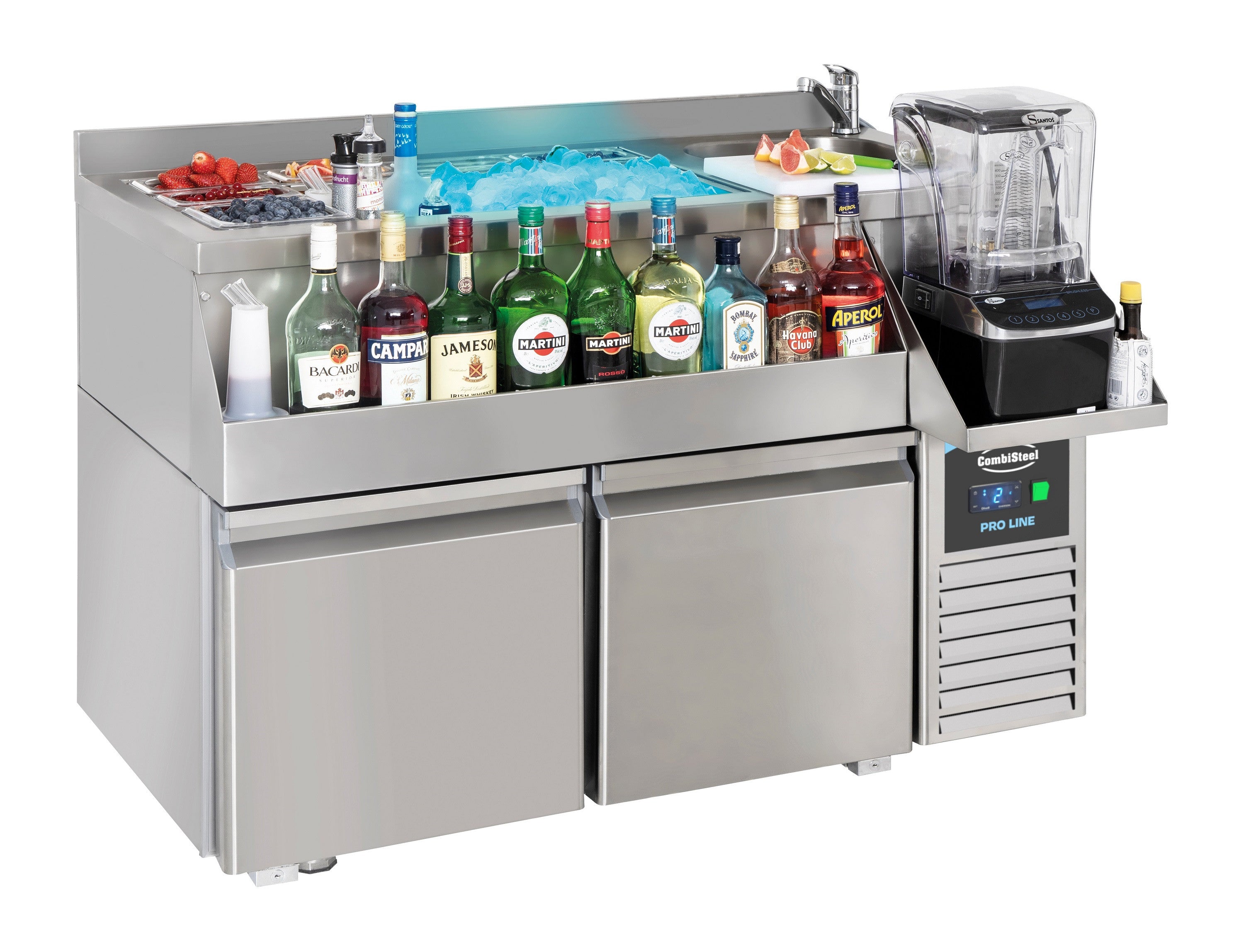 Table réfrigérée avec bar à cocktails - 2 portes pleines - Combisteel